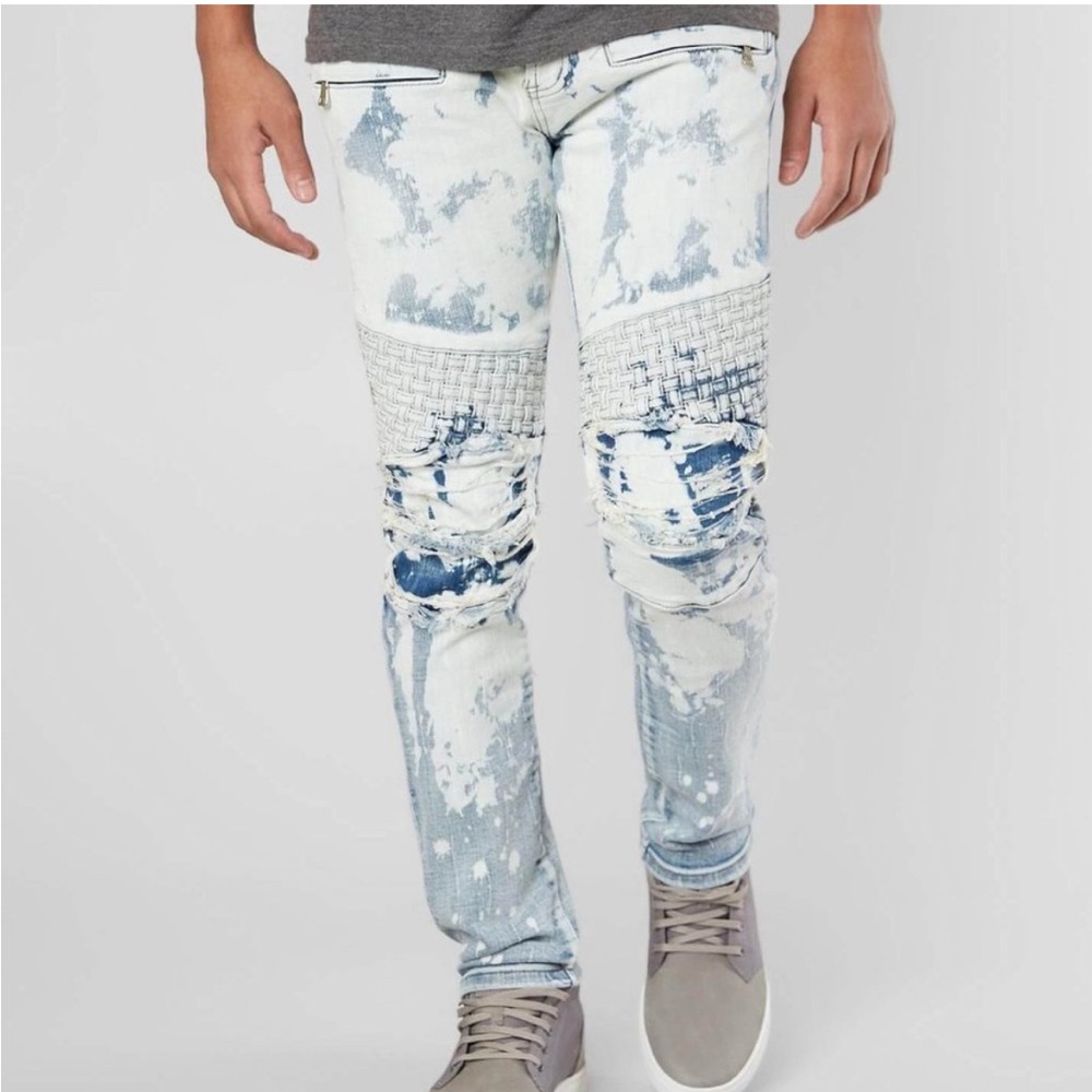 Dope by Buckle‎ Men's Nicks Bleached Moto Stretch Jeans 30